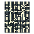 Monochrome Plaid Paw Print Rug