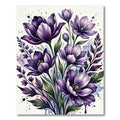 Deep Amethyst Floral Watercolor Burst Rug