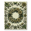 Elegant Sage Botanical Floral Wreath Rug