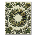 Elegant Sage Botanical Floral Wreath Rug