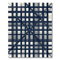 Navy Linear Geometric Abstract Grid Rug