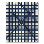 Navy Linear Geometric Abstract Grid Rug