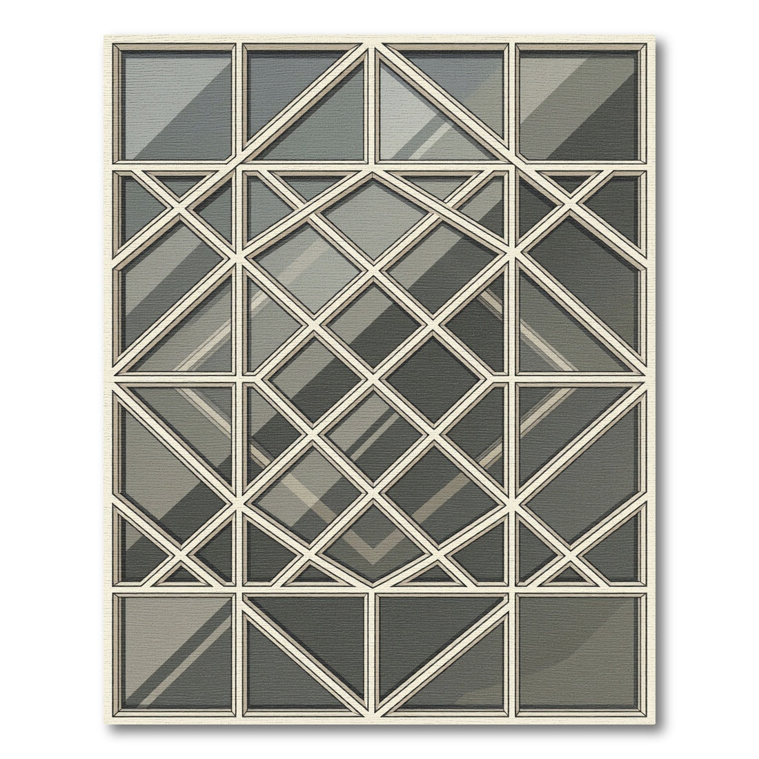 Sophisticated Charcoal Geometric Grid Rug