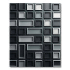 Monochromatic Geometric Grid Block Relief Rug