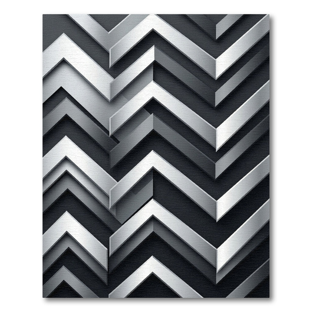 Metallic Silver Geometric Chevron Abstract Rug