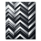 Metallic Silver Geometric Chevron Abstract Rug
