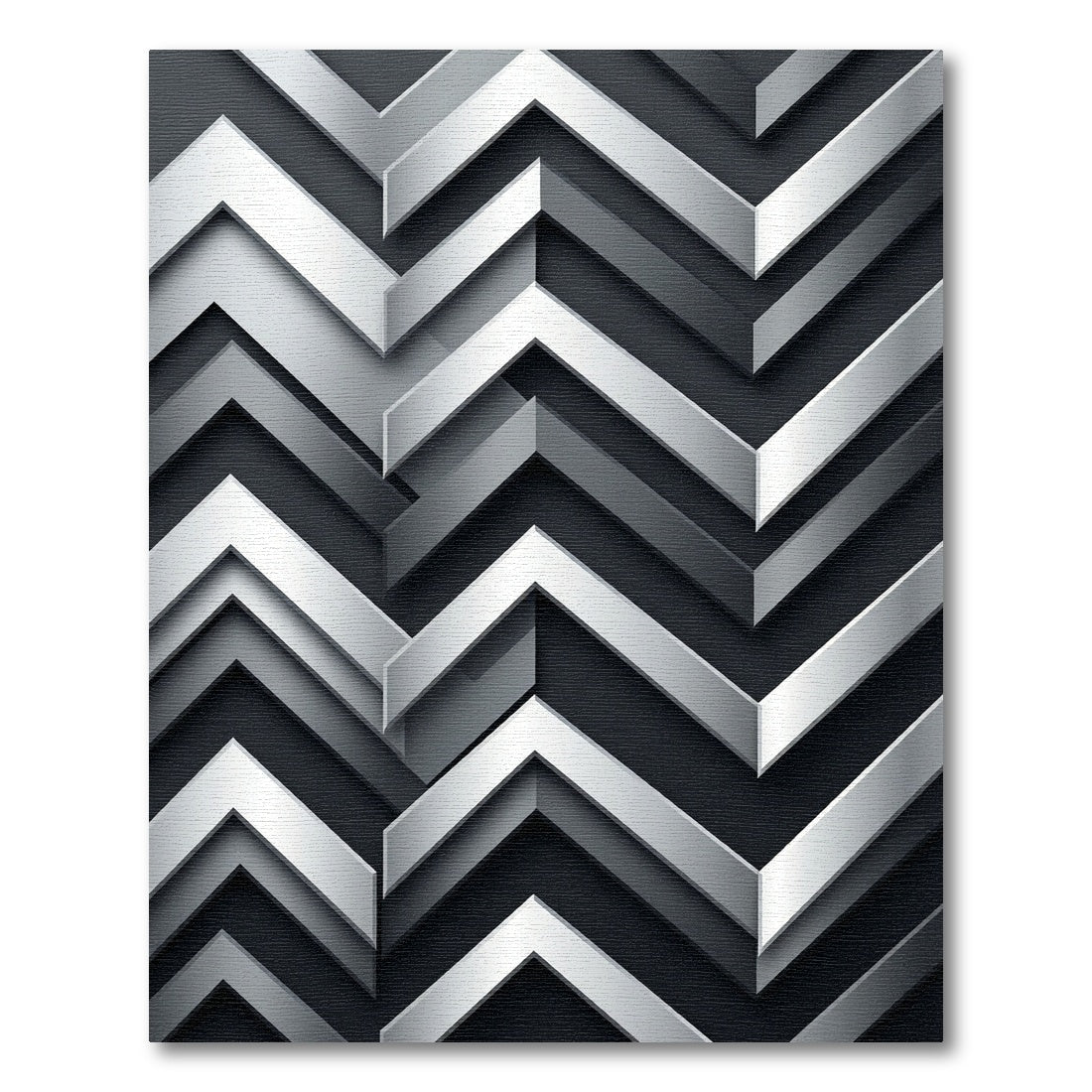 Metallic Silver Geometric Chevron Abstract Rug