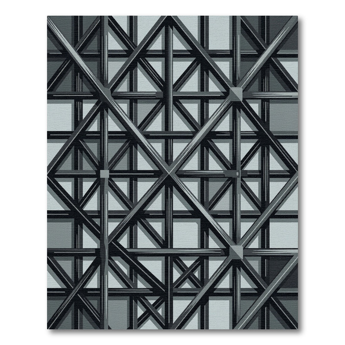 Industrial Gray Geometric Steel Structural Rug