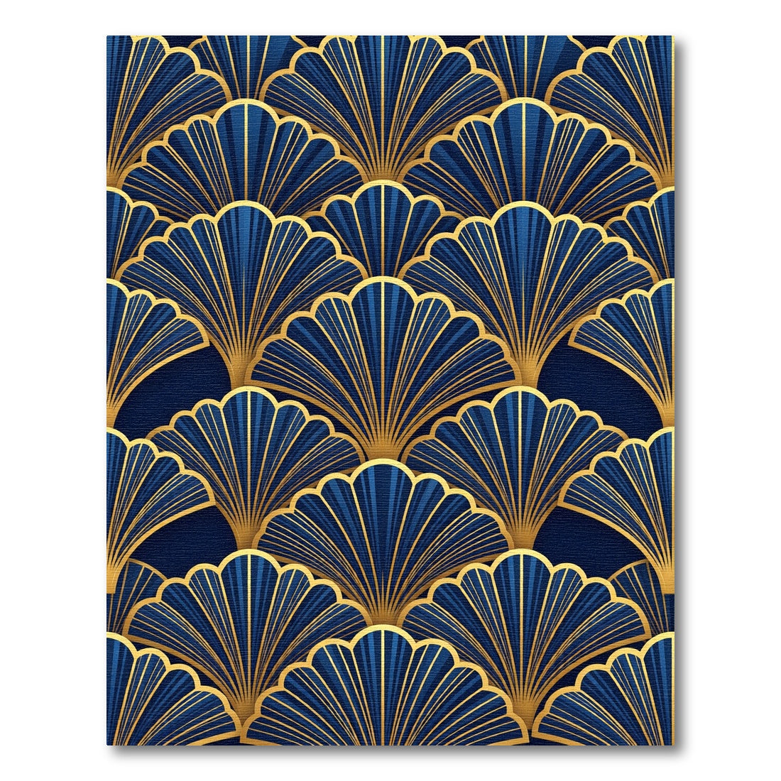 Gold Art Deco Fan Midnight Blue Rug