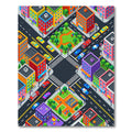 Vibrant Isometric City Streetscape Grid Rug
