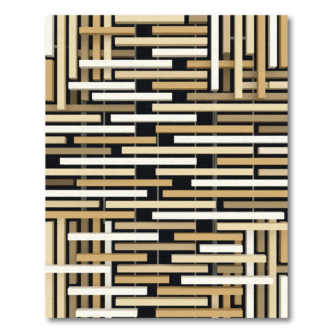 Textured Beige and White Latticework Rug