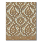 Golden Paisley Floral Scrolling Vine Rug