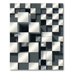 Modern Silver Gray Cube Illusion Rug