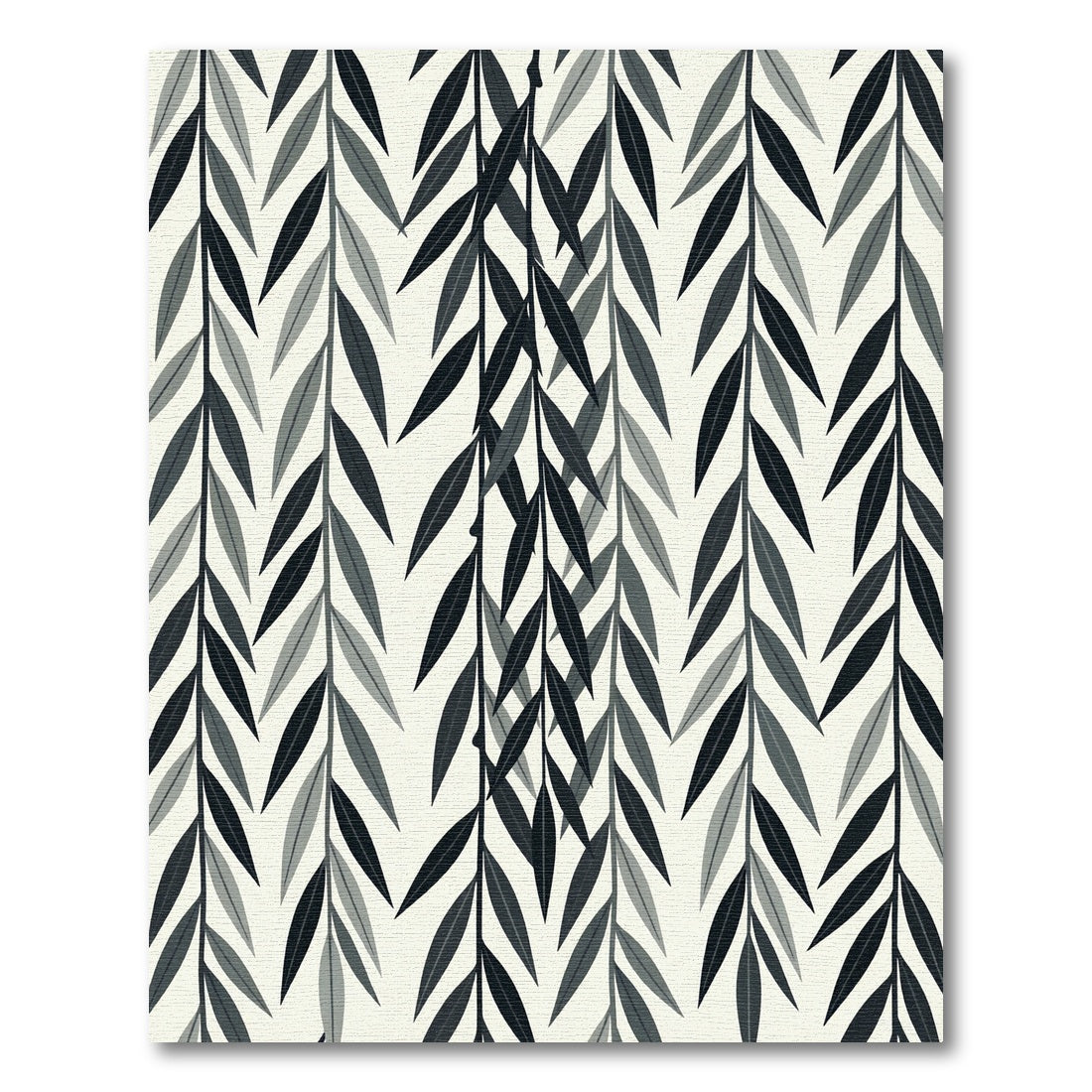 Minimalist Gray Willow Leaf Cascading Rug