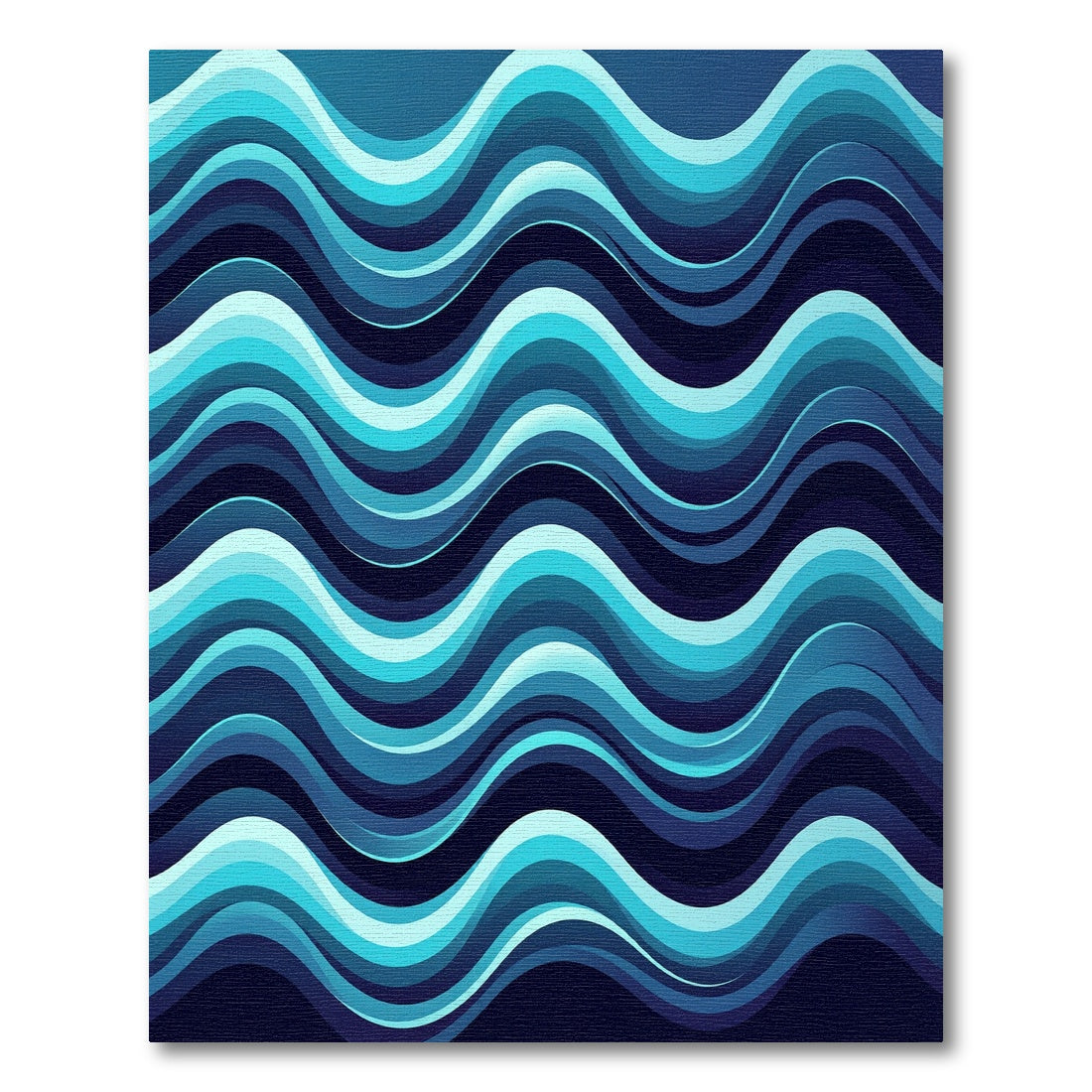 Deep Ocean Blue Wavy Stripes Rug