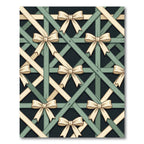 Cream Ribbon Bow Lattice Sage Trellis Rug