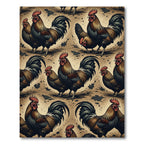 Rustic Farmhouse Rooster Earth Tone Area Rug