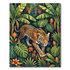 Vibrant Tropical Leopard Jungle Foliage Rug