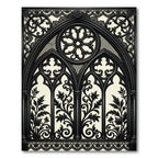 Gothic Black Ornate Floral Arch Rug