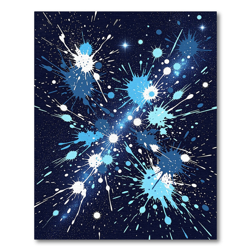 Cosmic Blue Abstract Ink Splatter Rug