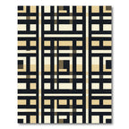 Modern Black Beige Geometric Grid Rug