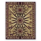 Ancient Black Starburst Dog Motif Rug