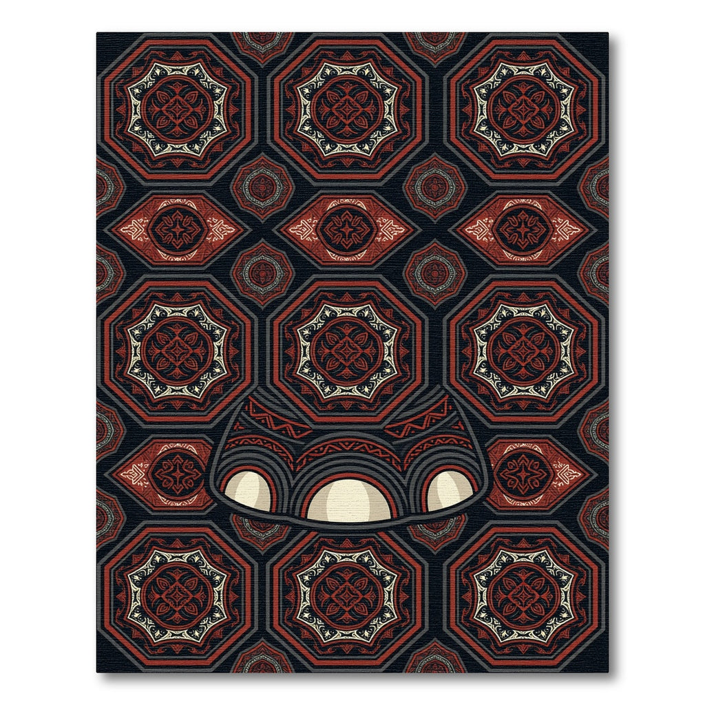 Tribal Crimson Hexagon Elephant Foot Rug