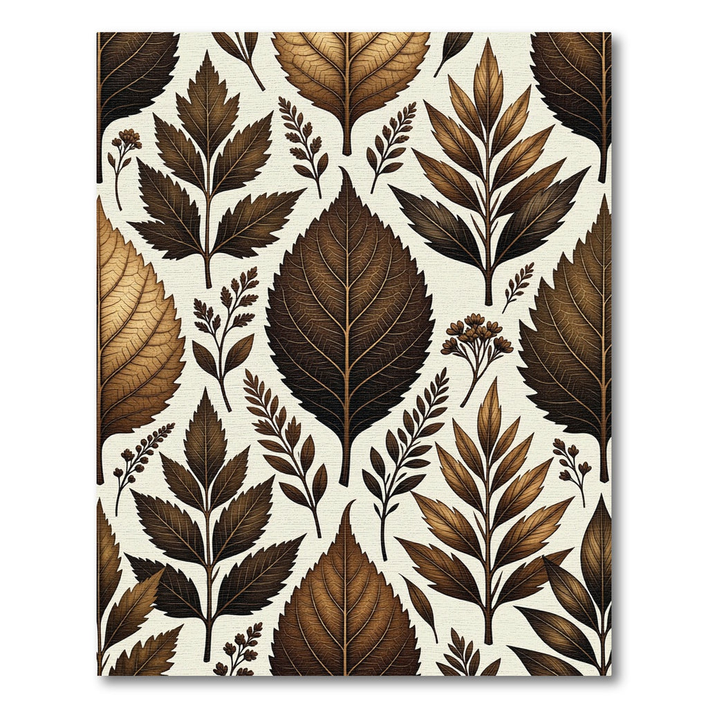 Rich Brown Autumn Leaf Botanical Rug