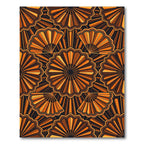 Orange Sunburst Fan Geometric Arrangement Rug