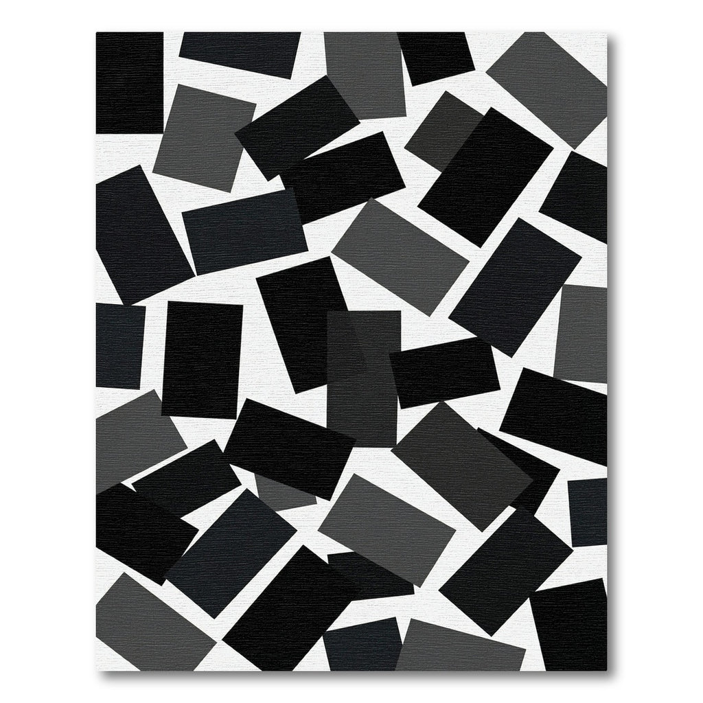 Minimalist Black and White Floating Rectangles Rug