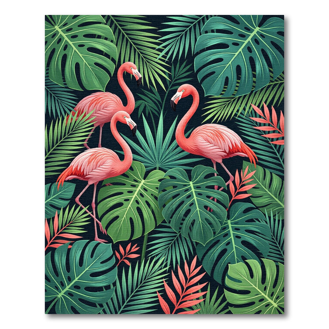 Lush Pink Flamingo Tropical Foliage Rug