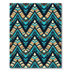 Vibrant Teal Geometric Aztec Staircase Rug