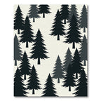 Minimalist Charcoal Forest Pine Silhouette Rug