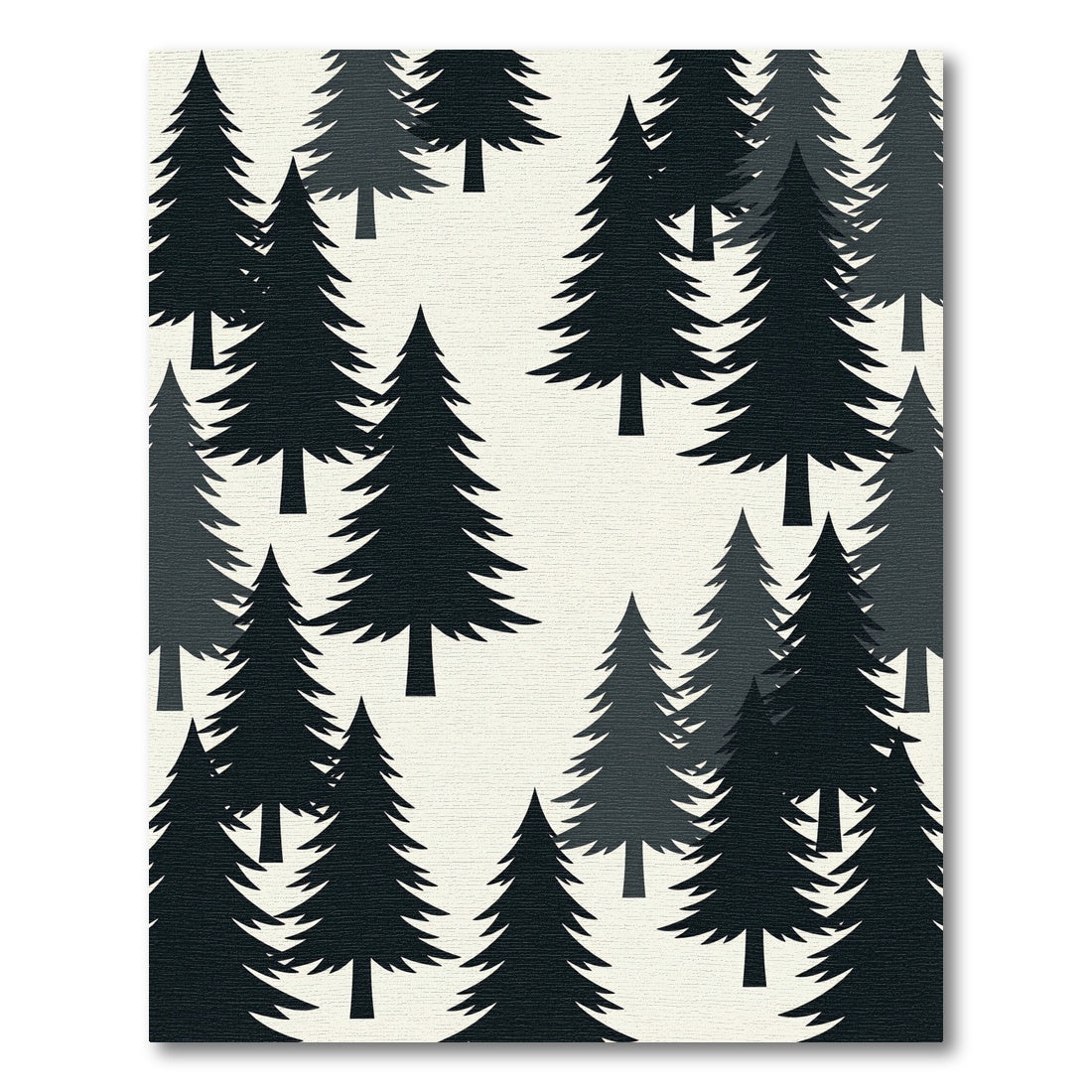 Minimalist Charcoal Forest Pine Silhouette Rug