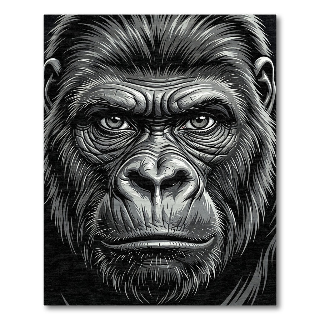 Majestic Black and White Gorilla Portrait Rug