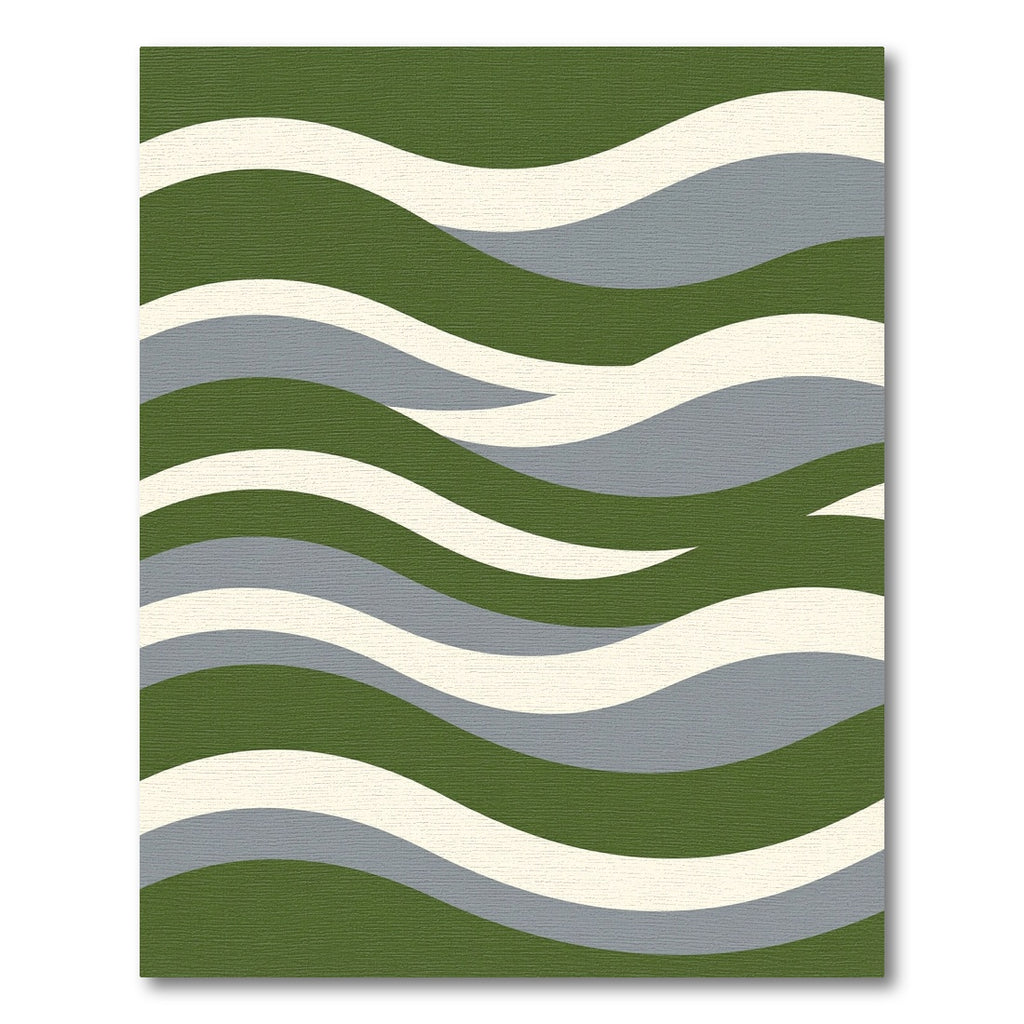Modern Olive and Sage Wavy Stripe Rug