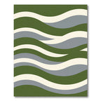 Modern Olive and Sage Wavy Stripe Rug
