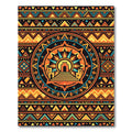 Vibrant Aztec Sun Temple Geometric Wall Rug