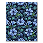 Vibrant Blue Vinca Floral Swirl Rug