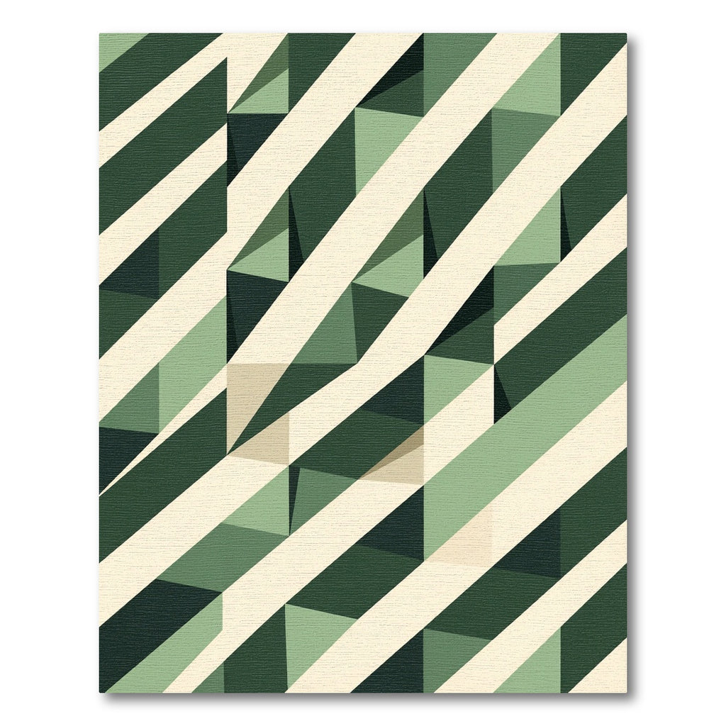 Modern Geometric Forest Green Layered Stripes Rug