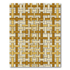 Earthy Woven Golden Bamboo Plaid Rug
