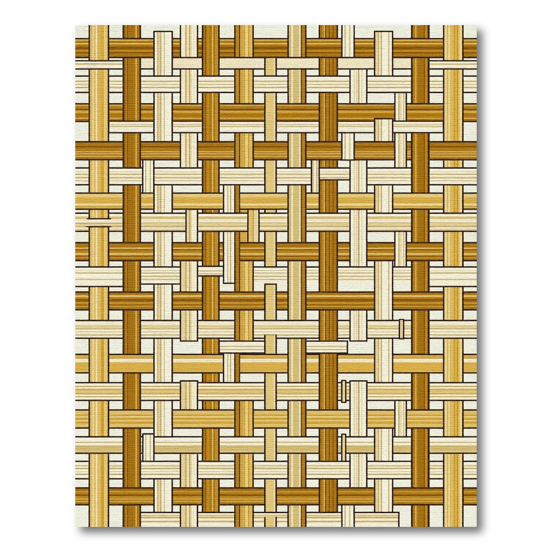 Earthy Woven Golden Bamboo Plaid Rug
