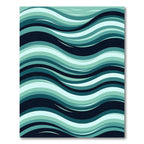 Ocean Teal Wavy Abstract Ripple Rug