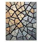 Abstract Beige and Gray Cracked Stone Rug