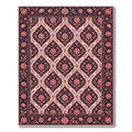 Deep Navy Coral Floral Lattice Rug