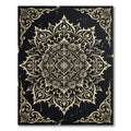 Ornate Golden Filigree Floral Medallion Rug