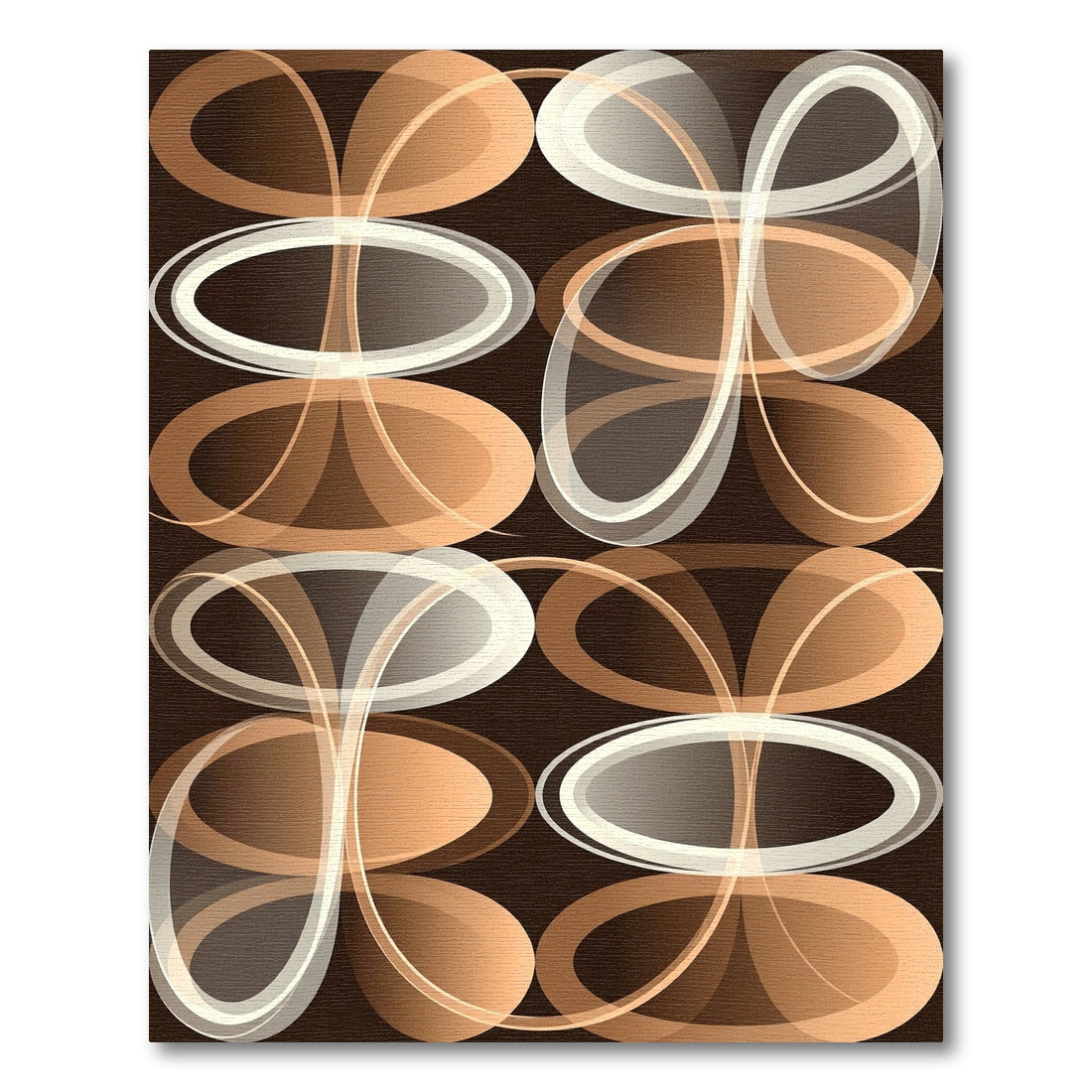 Retro Tan Oval Cluster Overlay Rug