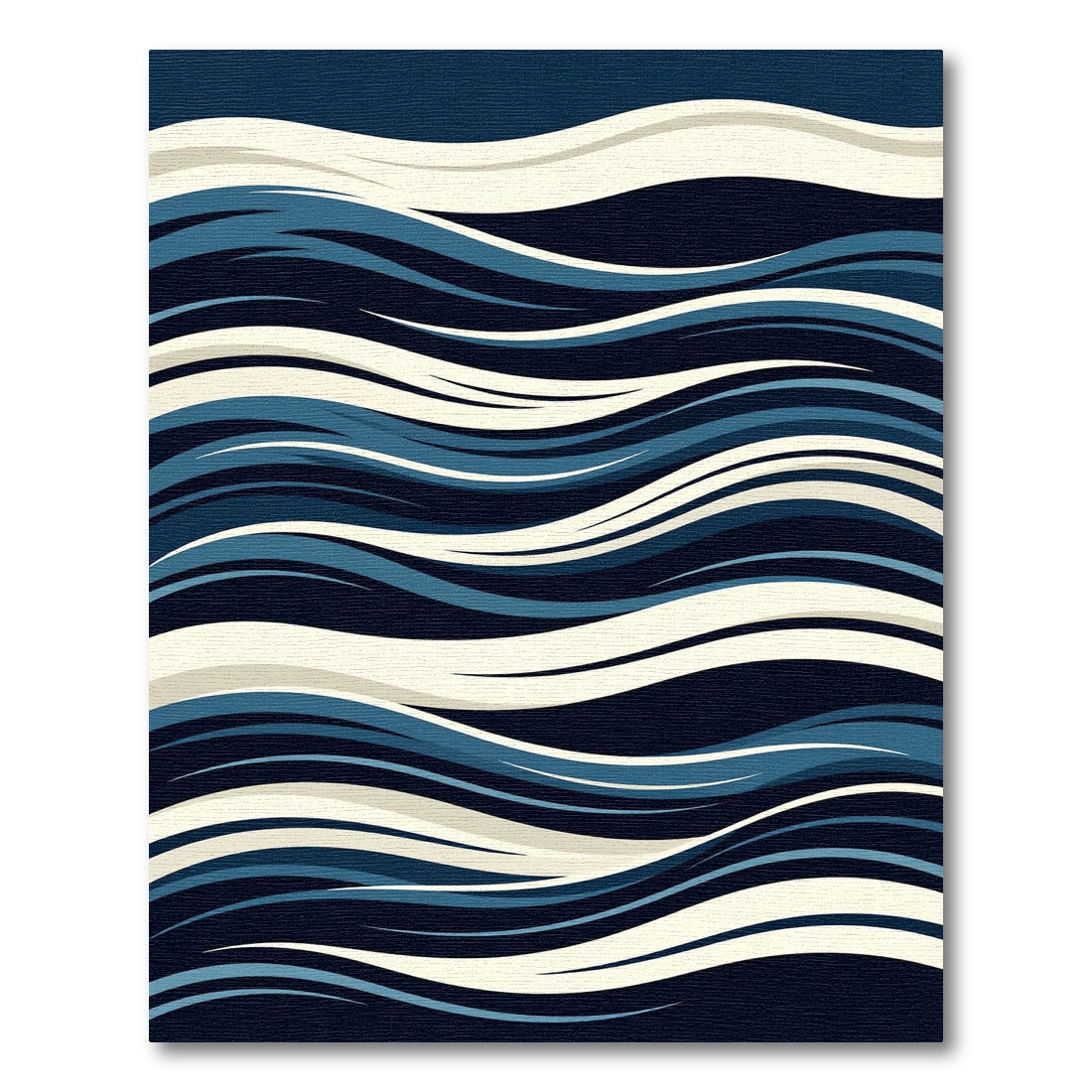 Deep Blue Cream Abstract Waves Rug
