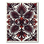 Crimson Rich Leaf Scrollwork Rug
