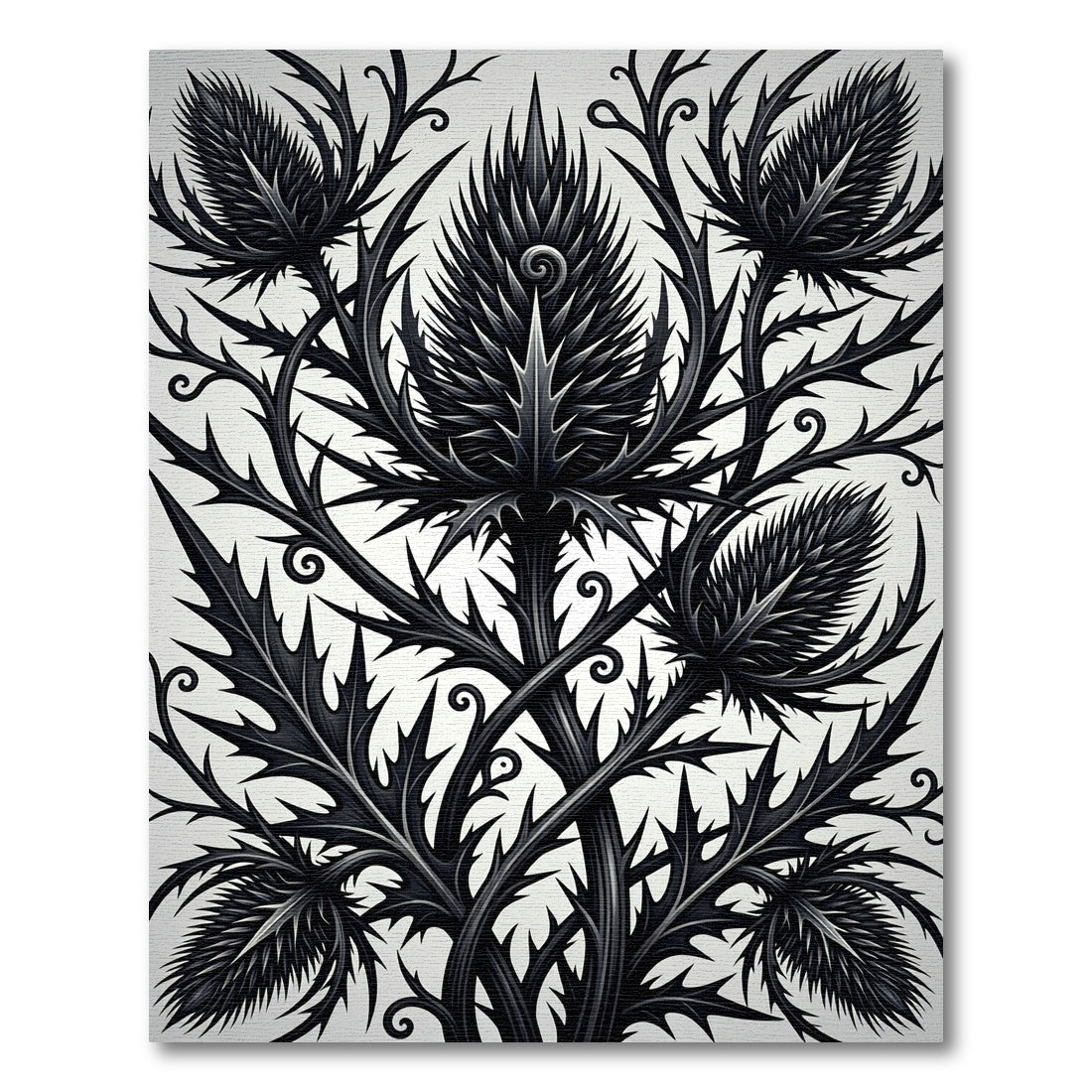 Black Thistle Vine Arrangement Rug